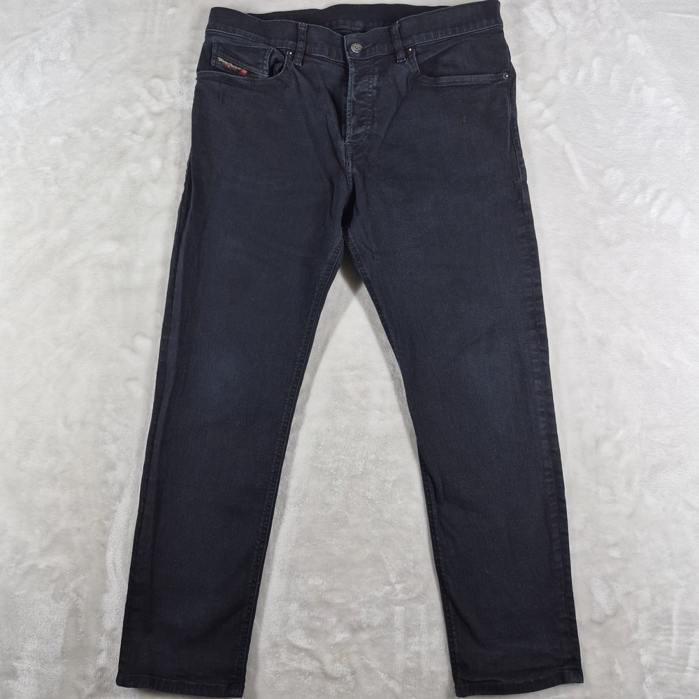 Diesel D-Fining Jeans Men's 34x27 Dark Blue Denim Stretch Tapered Button Fly‎